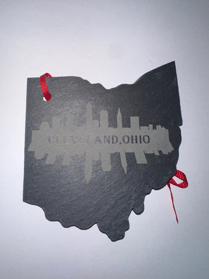 Slate ohio shaped ornament